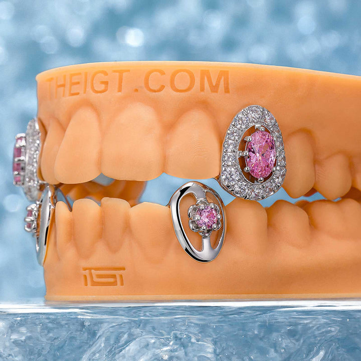 Pink Sapphires On Fang Grillz