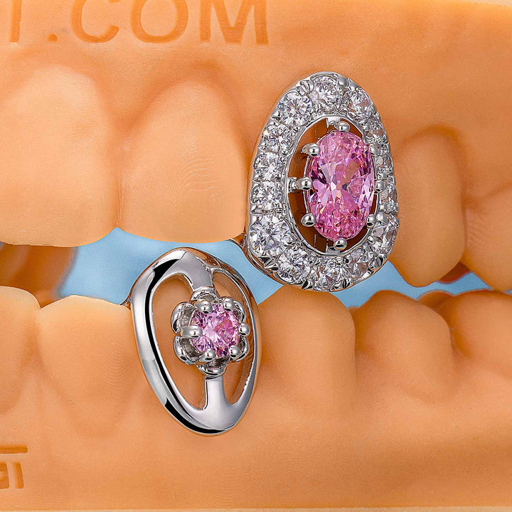 Pink Sapphires On Fang Grillz