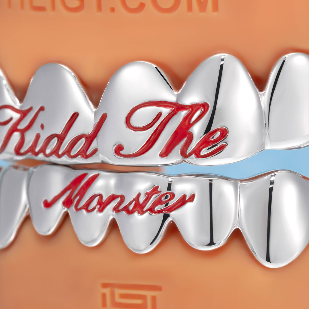 Pink Script Black Gold Grillz