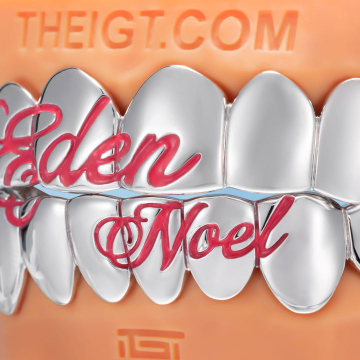 "Pink Script" Cross & Bow Grillz
