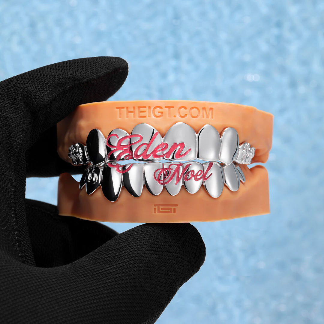 "Pink Script" Cross & Bow Grillz