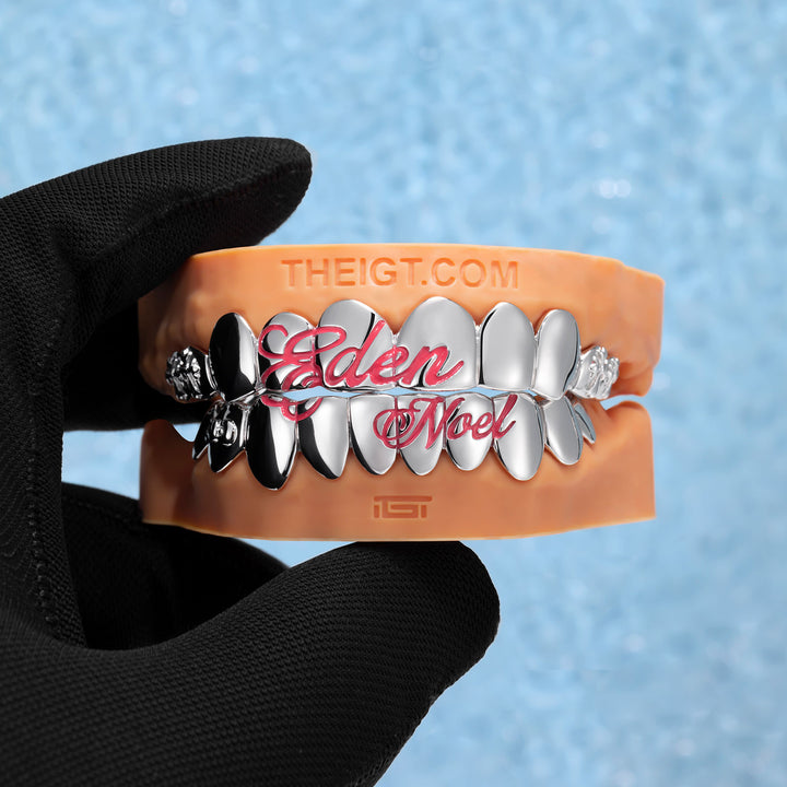 "Pink Script" Cross & Bow Grillz
