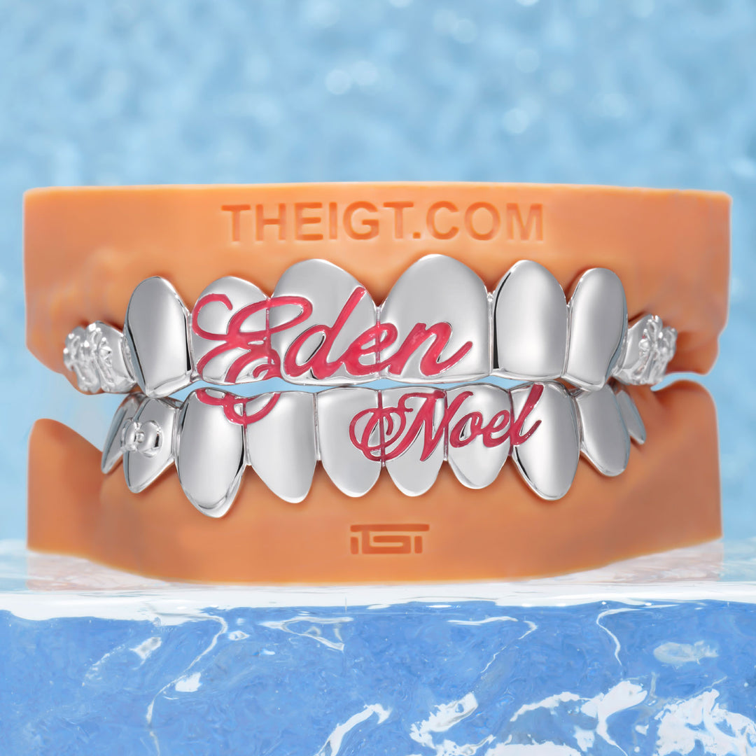 "Pink Script" Cross & Bow Grillz