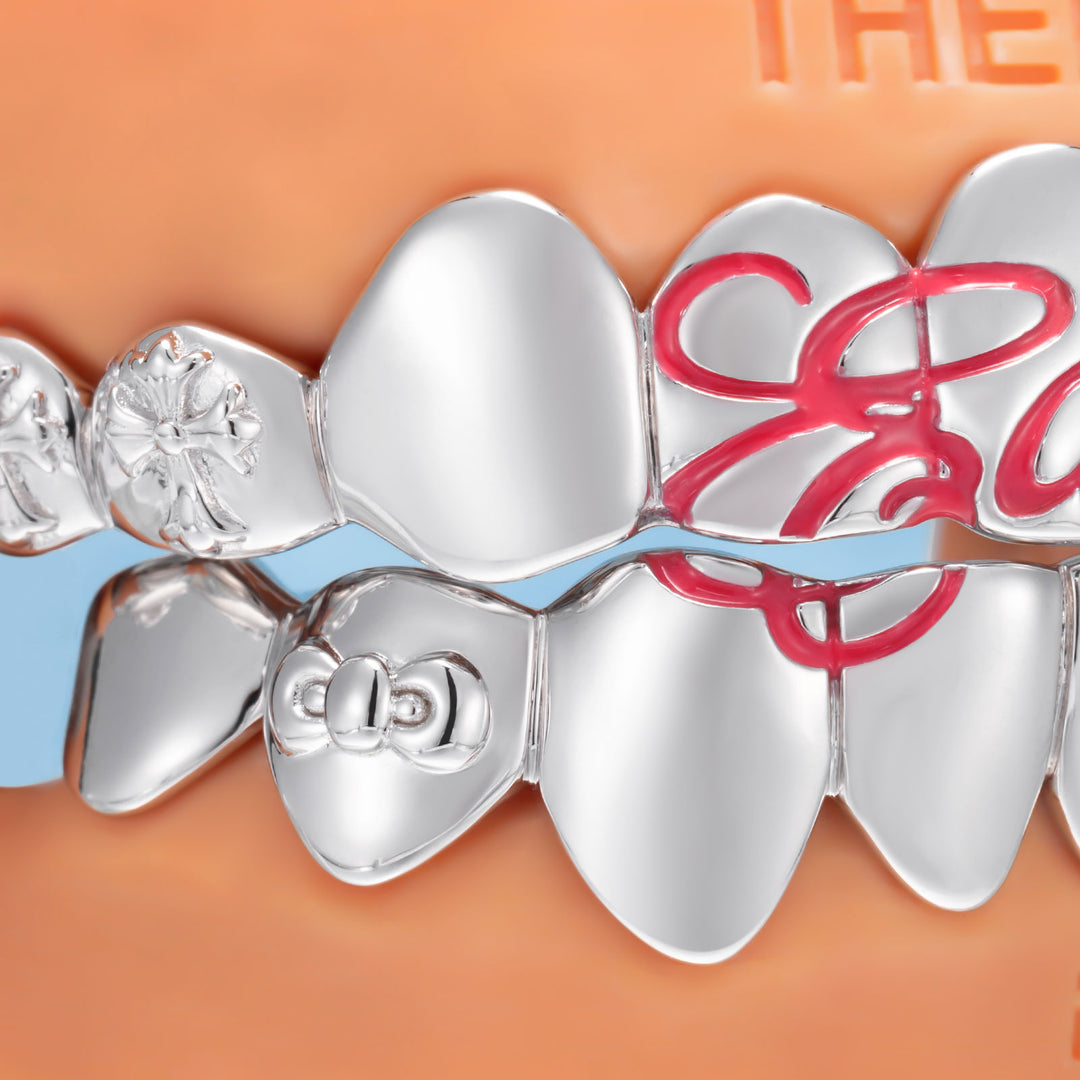 "Pink Script" Cross & Bow Grillz