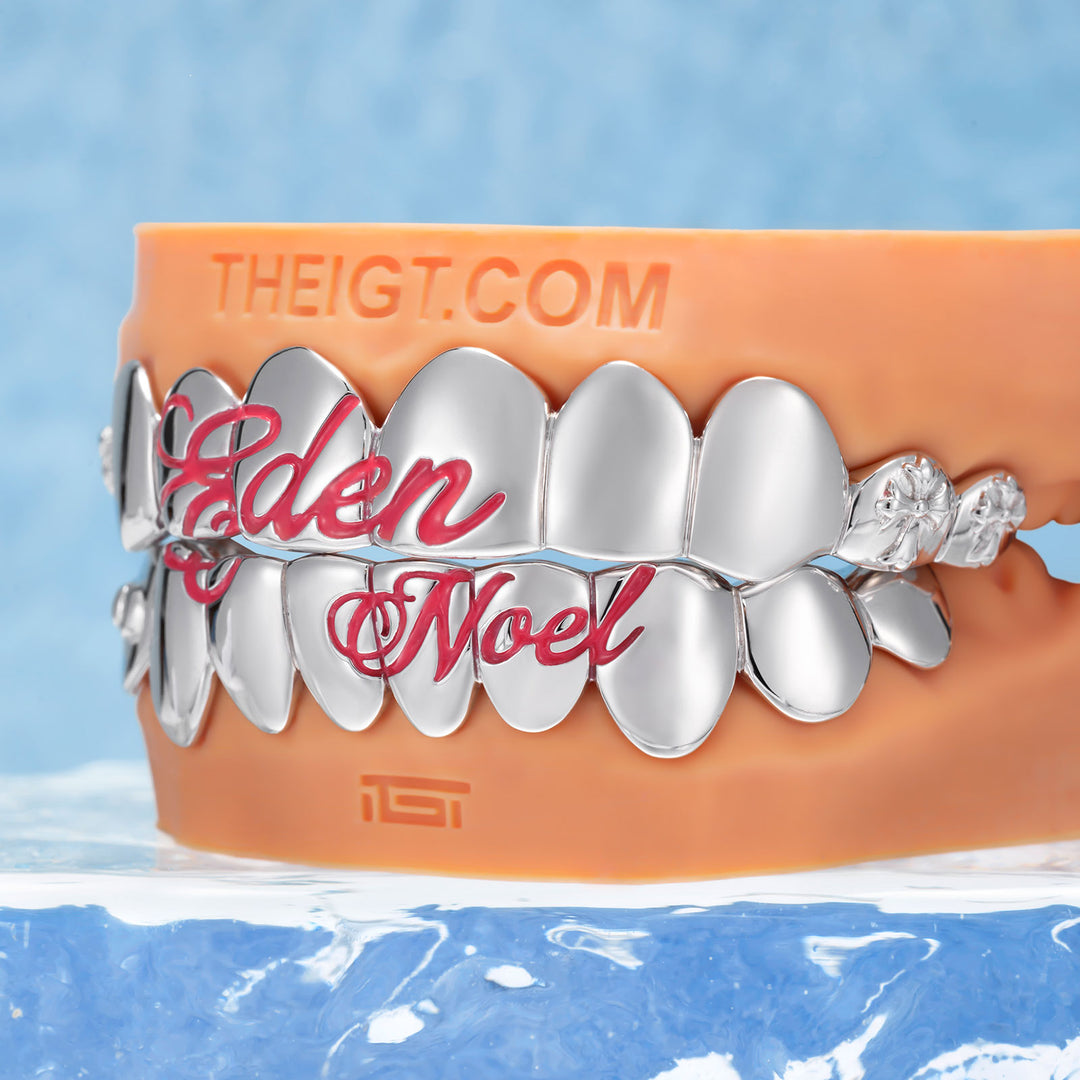 "Pink Script" Cross & Bow Grillz