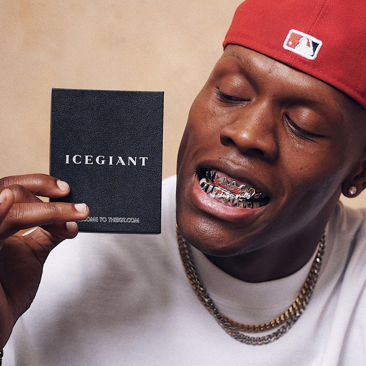 Pink Script Black Gold Grillz