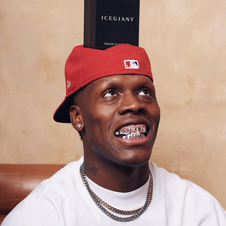 Pink Script Black Gold Grillz