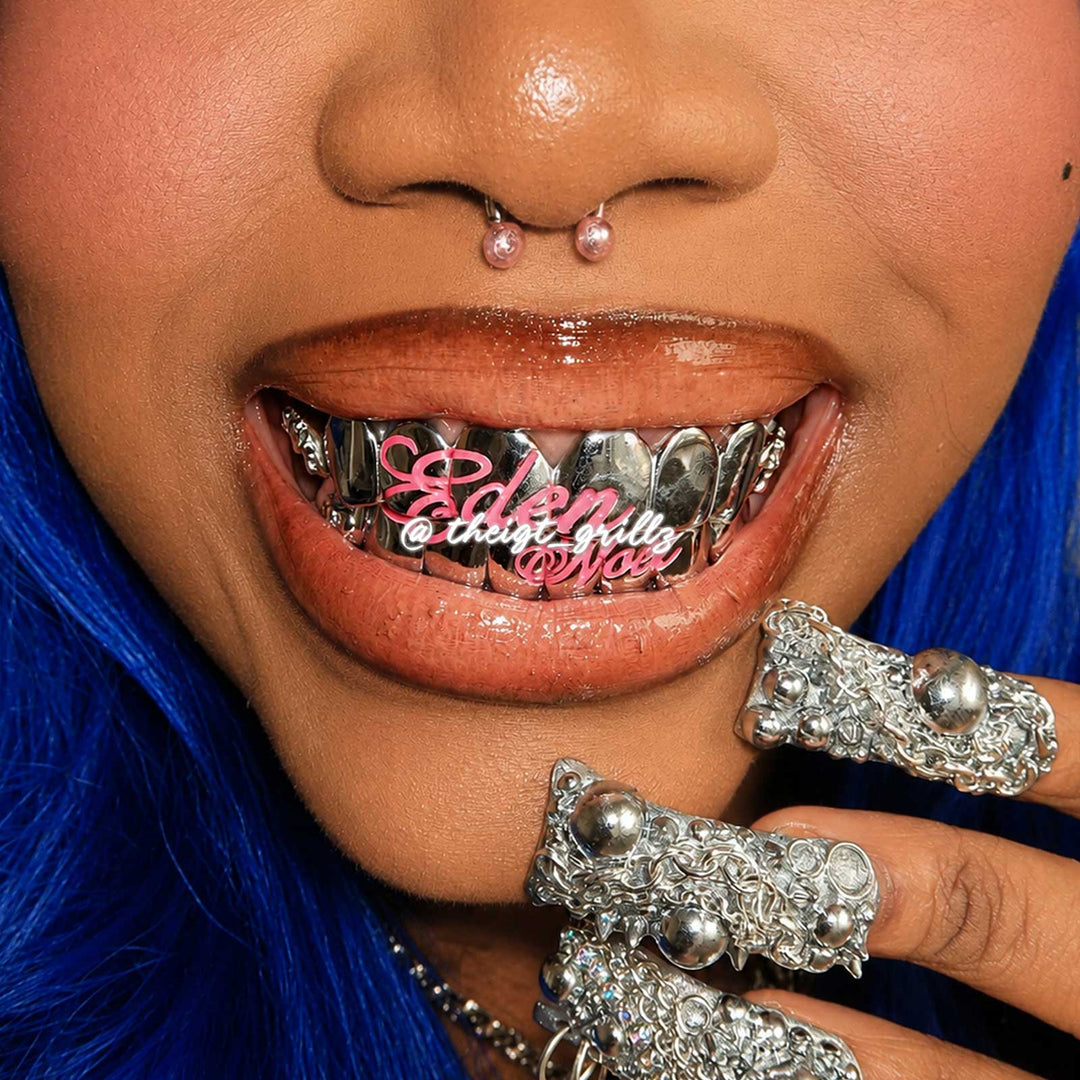 "Pink Script" Cross & Bow Grillz