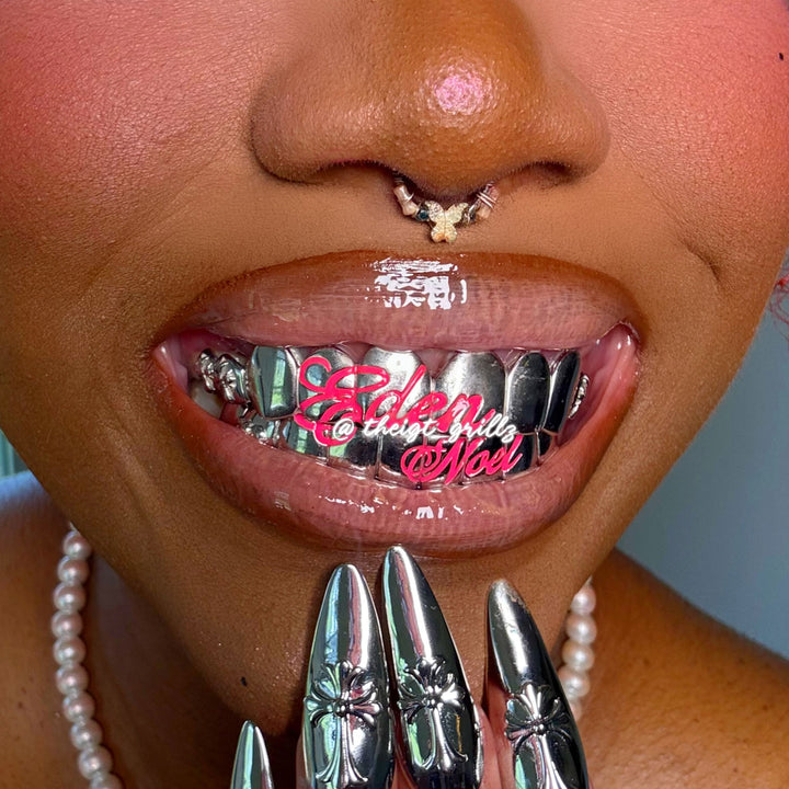 "Pink Script" Cross & Bow Grillz