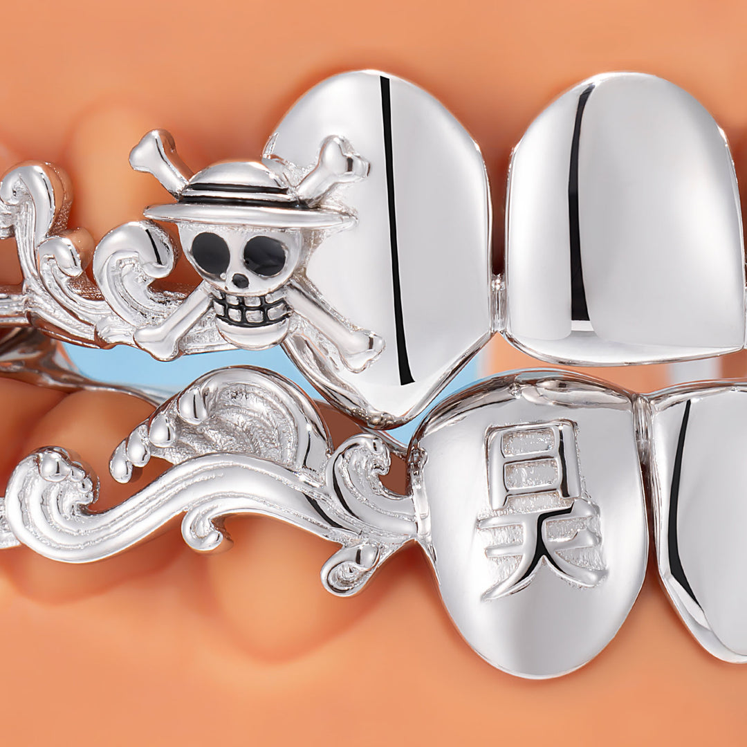 Pirate Skull Filigree Wave Polished Grillz - ICEGIANT