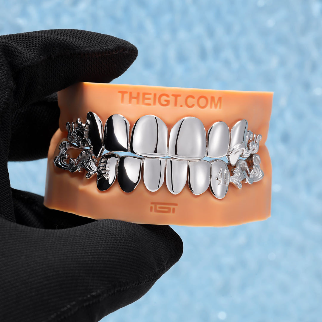 Pirate Skull Filigree Wave Polished Grillz - ICEGIANT