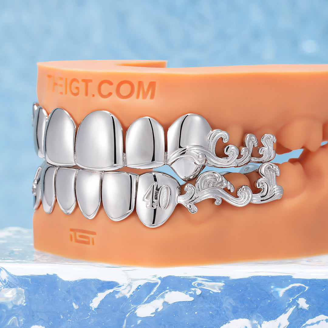 Pirate Skull Filigree Wave Polished Grillz - ICEGIANT