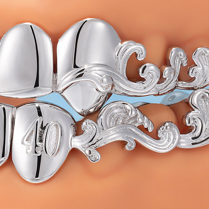 Pirate Skull Filigree Wave Polished Grillz - ICEGIANT