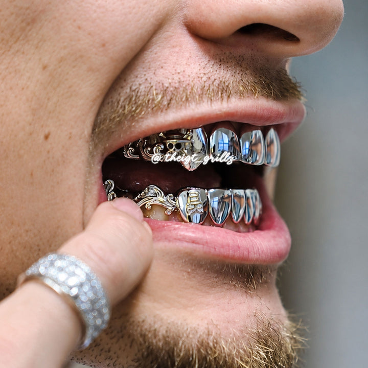 Pirate Skull Filigree Wave Polished Grillz