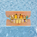 Gold Plated Enamel & Opal Poke Ball Chaos Grillz