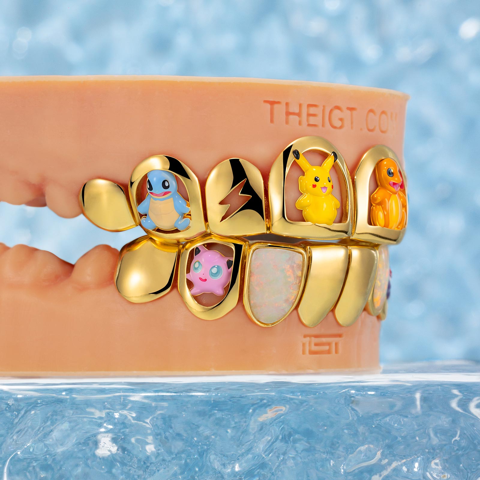 Gold Plated Enamel & Opal Poke Ball Chaos Grillz