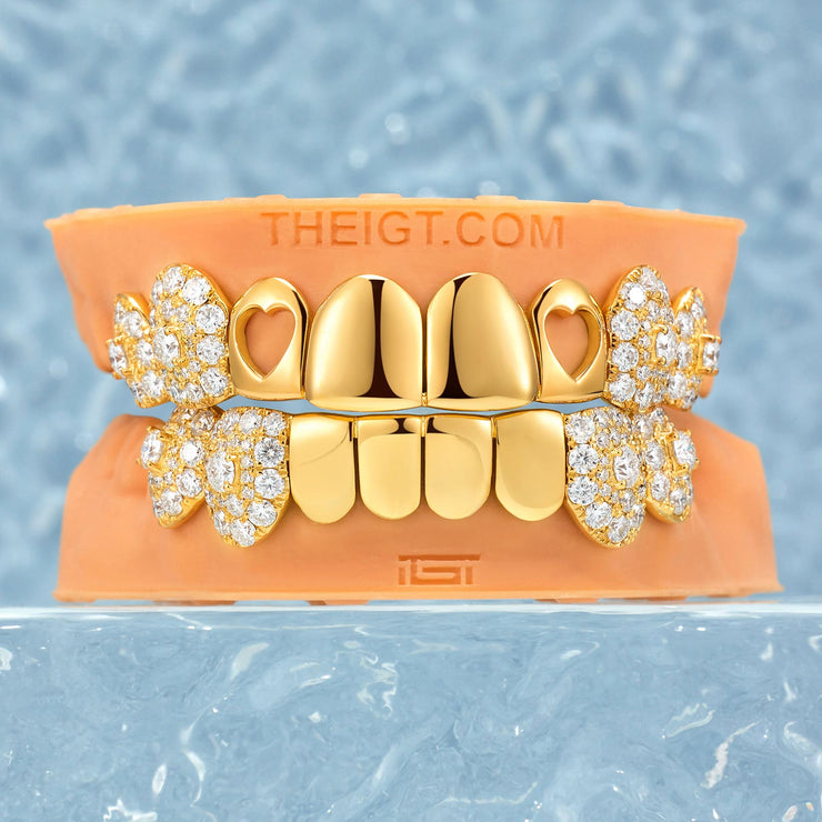 Polish Gold With lced Fangs Grillz