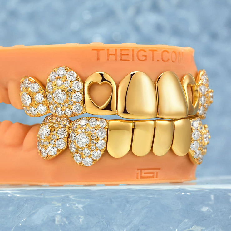 Polish Gold With lced Fangs Grillz