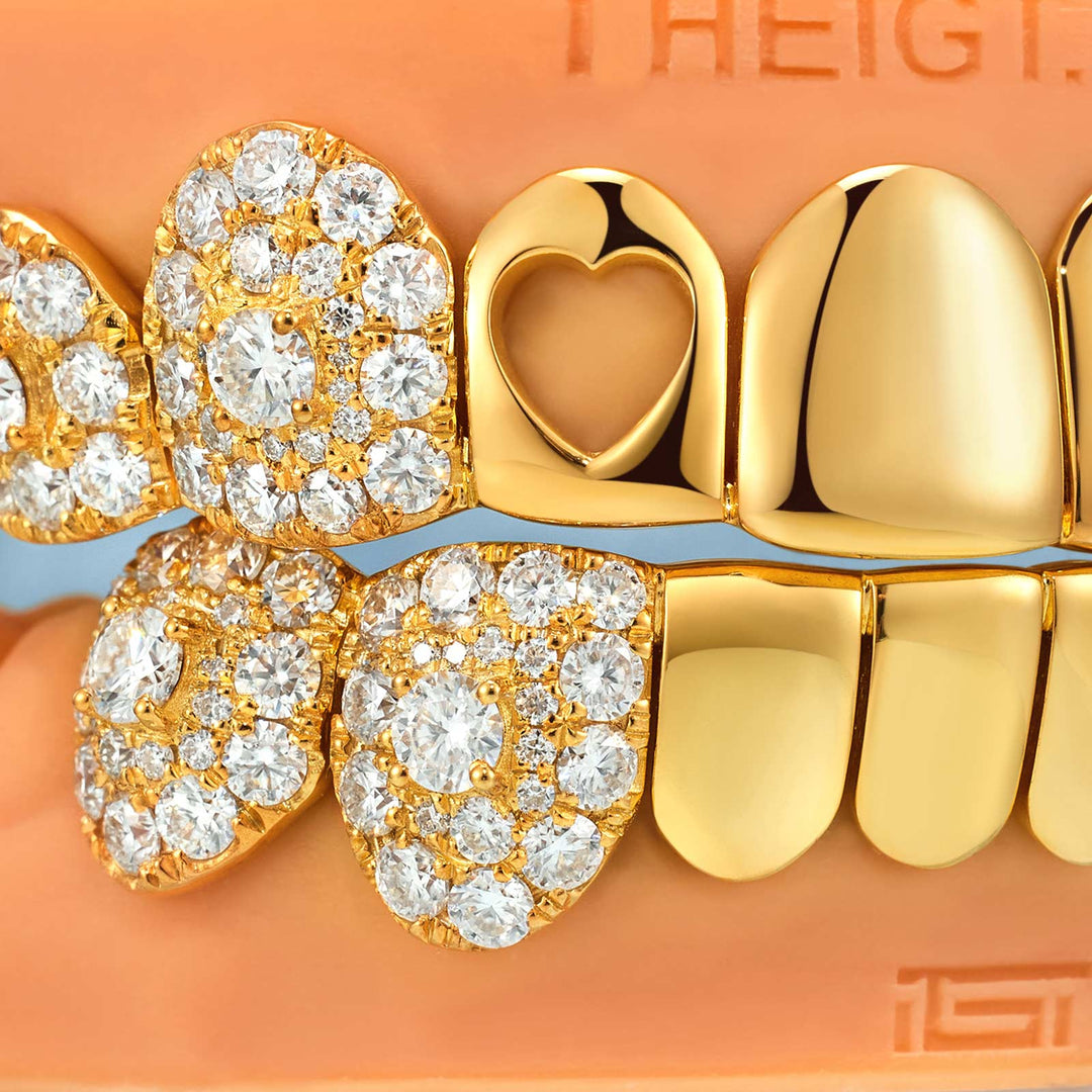 Polish Gold With lced Fangs Grillz