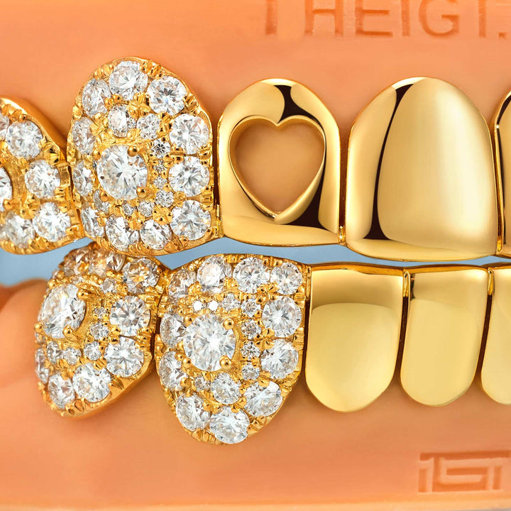 Polish Gold With lced Fangs Grillz