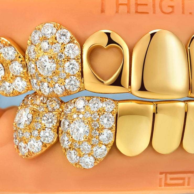Polish Gold With lced Fangs Grillz