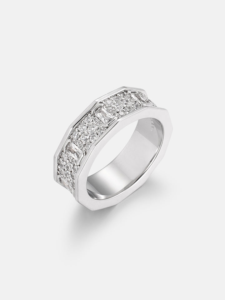 Polygon Baguette & Round Cut Moissanite Band Ring