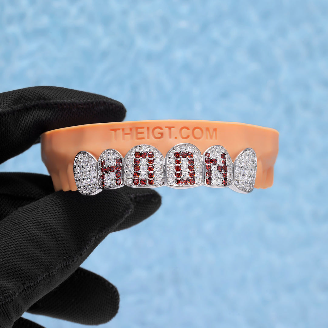 Princess-Cut Red Letter Grillz