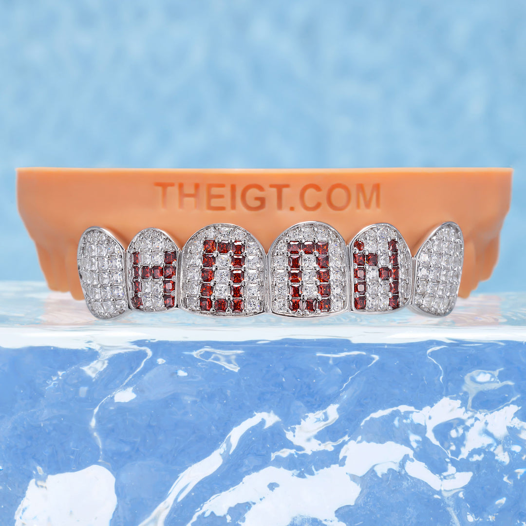Princess-Cut Red Letter Grillz