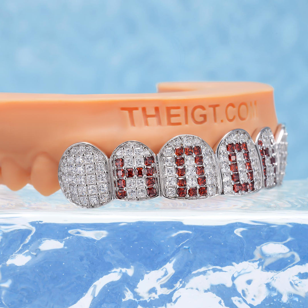 Princess-Cut Red Letter Grillz