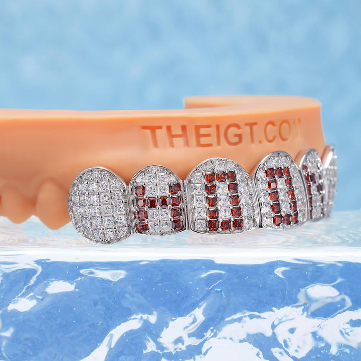 Princess-Cut Red Letter Grillz