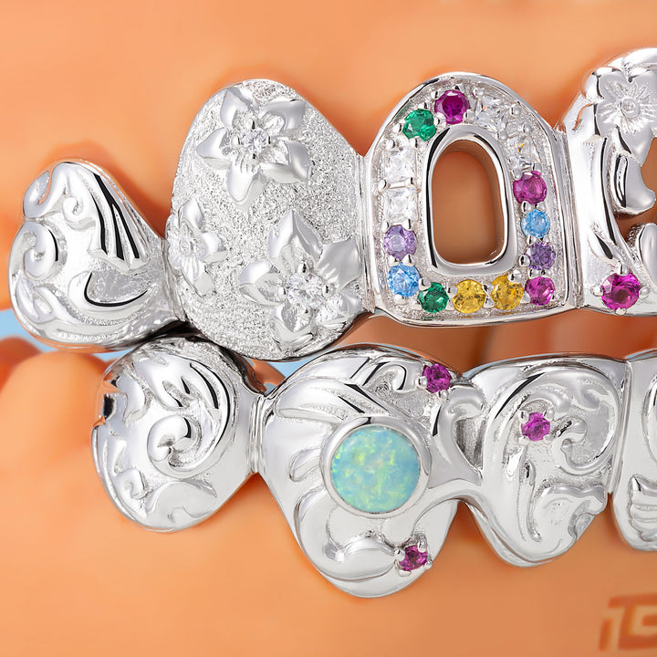 Princess Cut Baroque Floral Grillz