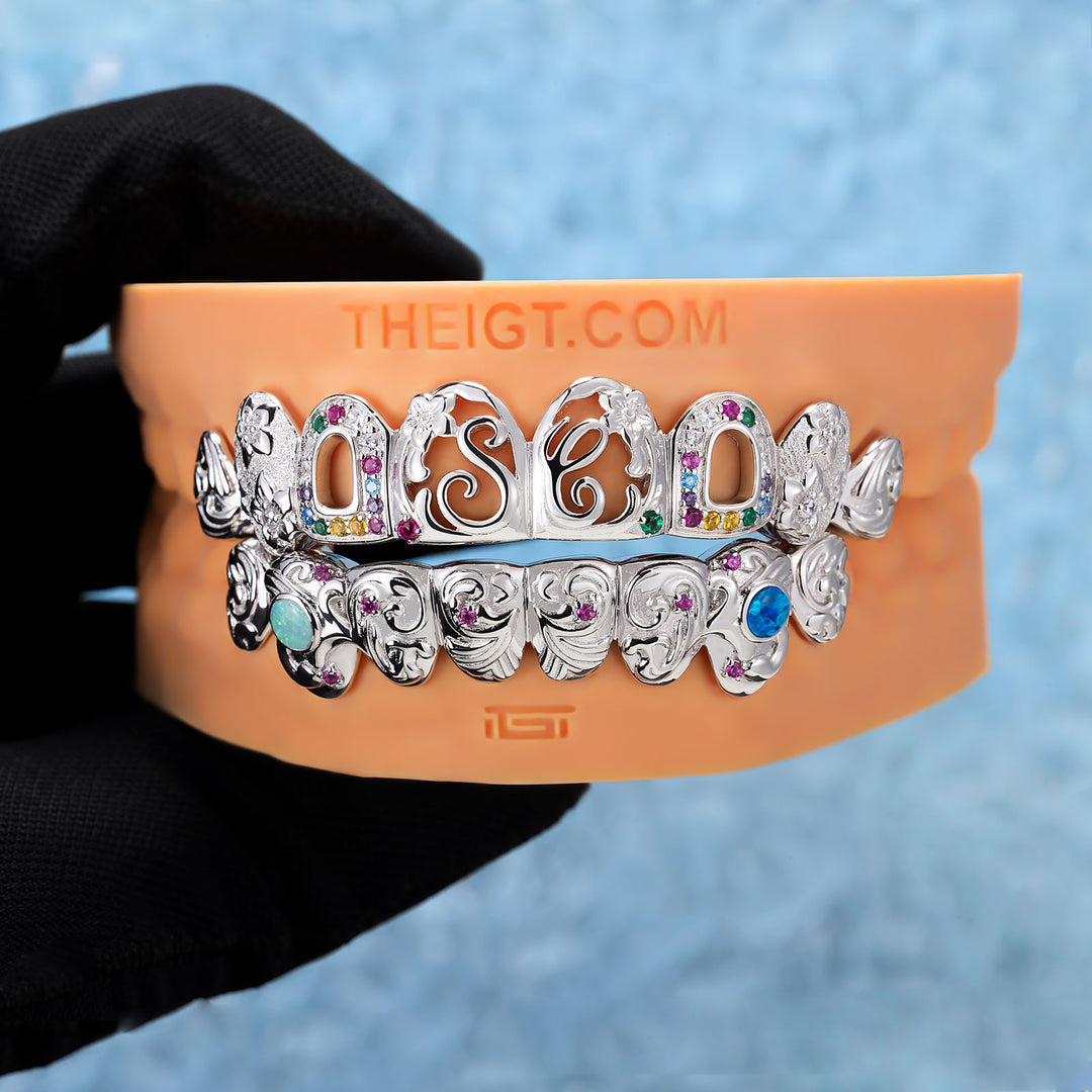 Princess Cut Baroque Floral Grillz