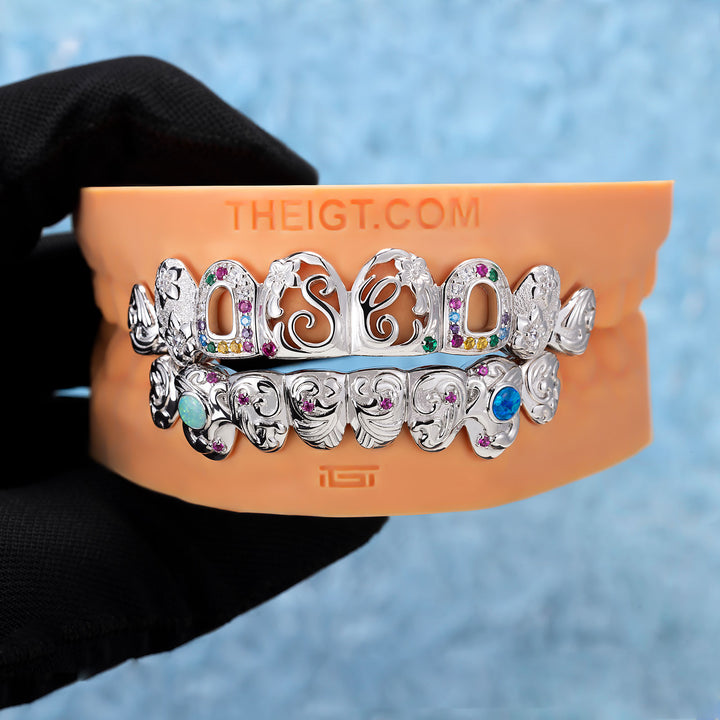 Princess Cut Baroque Floral Grillz