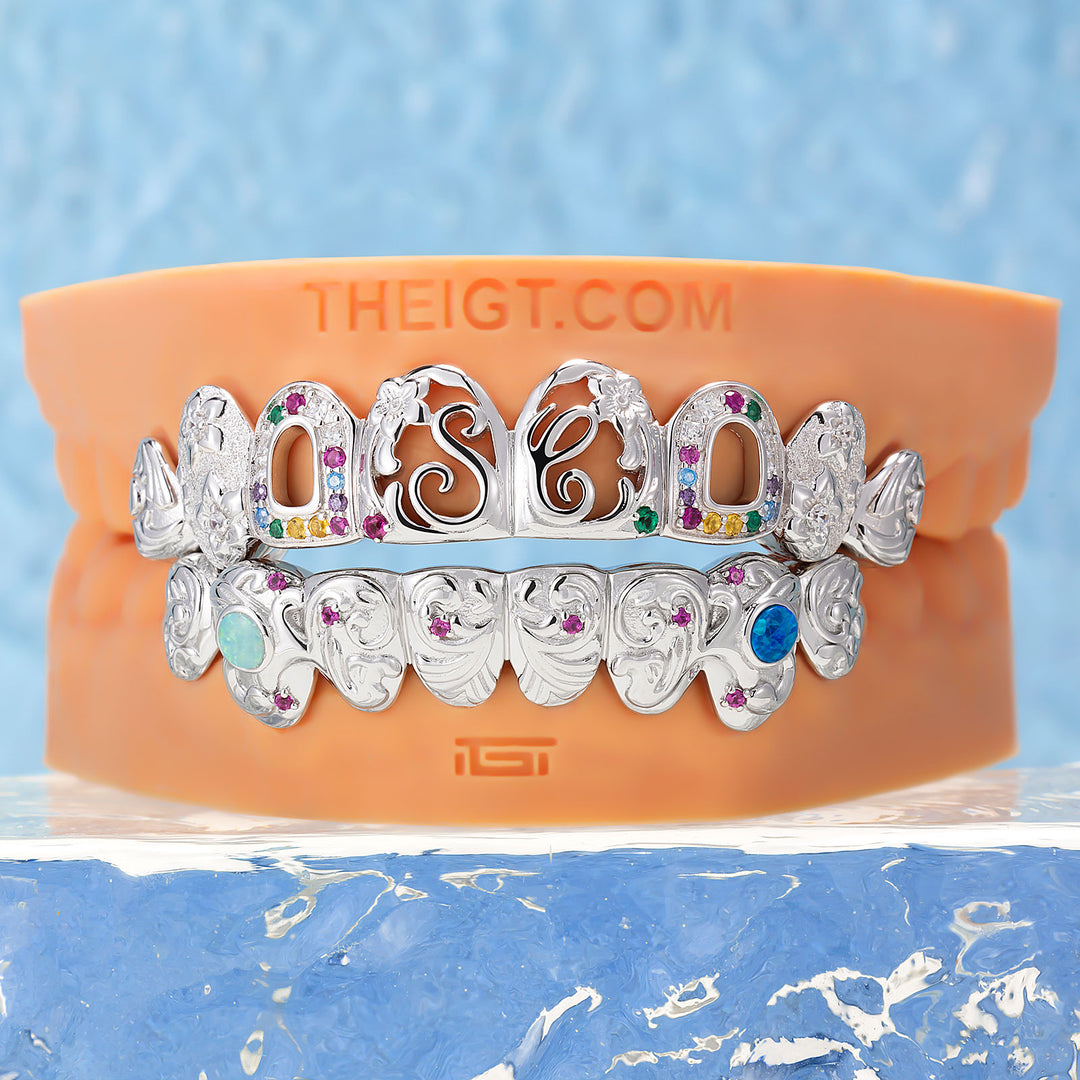 Princess Cut Baroque Floral Grillz