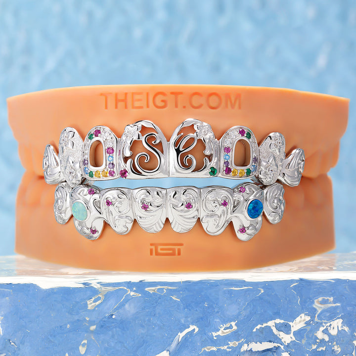 Princess Cut Baroque Floral Grillz