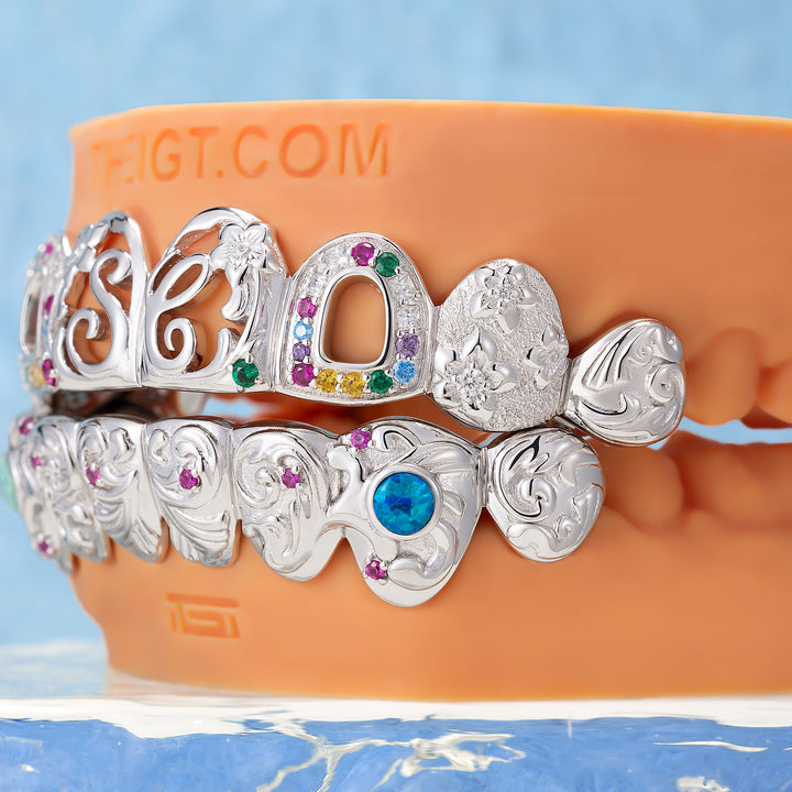 Princess Cut Baroque Floral Grillz