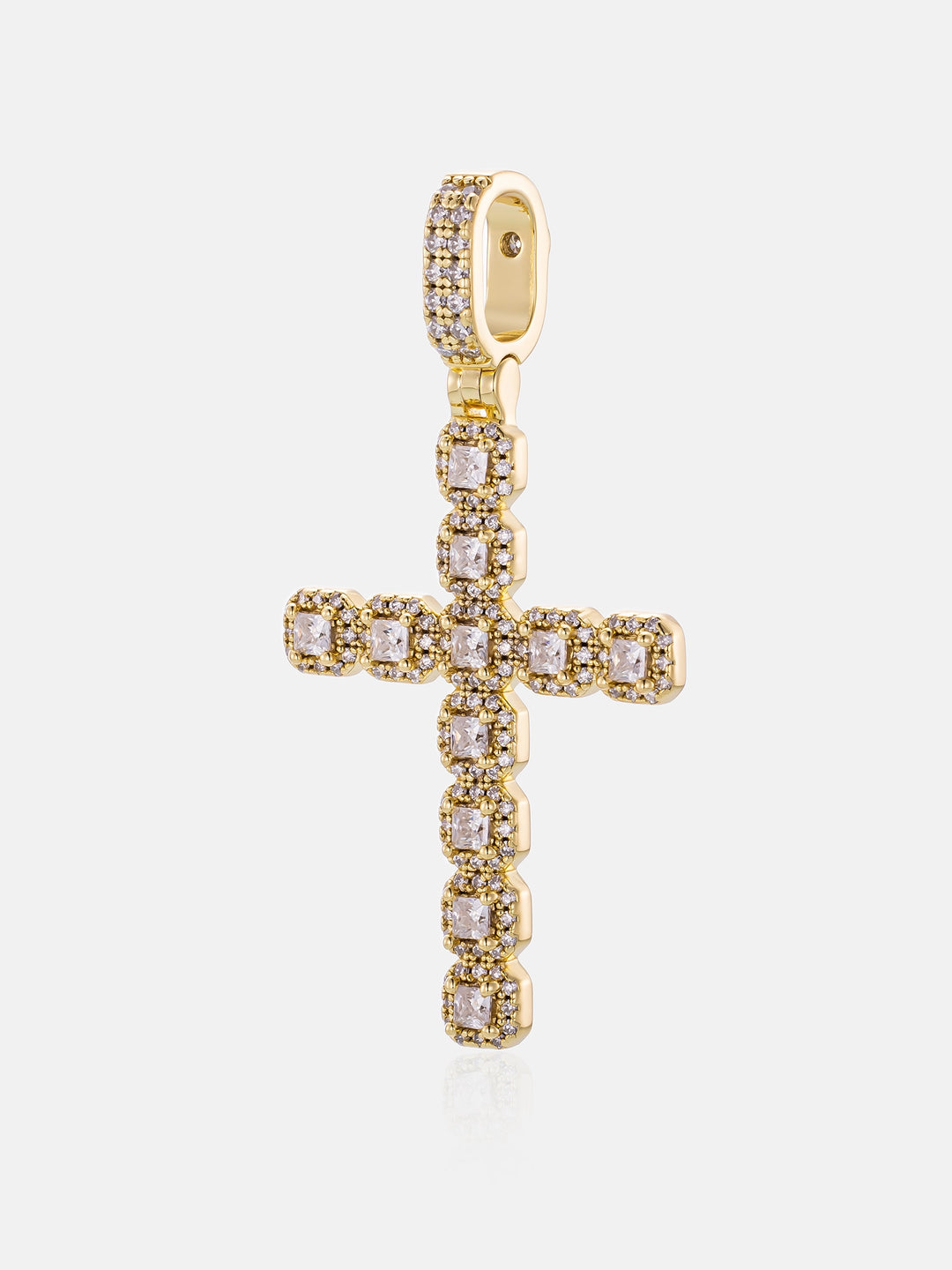 Princess Cut Moissanite Cross Pendant