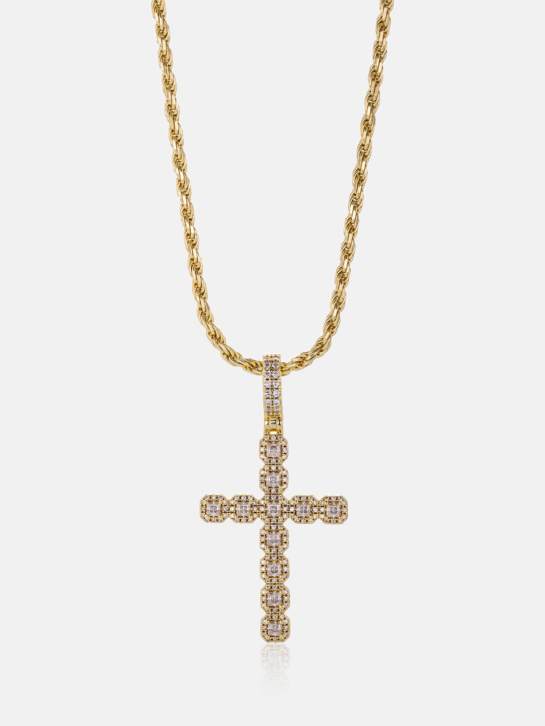 Princess Cut Moissanite Cross Pendant