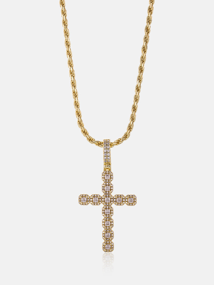 Princess Cut Moissanite Cross Pendant