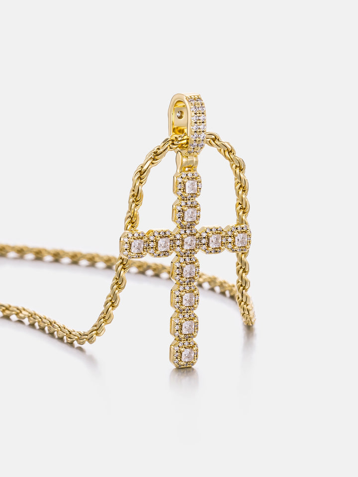 Princess Cut Moissanite Cross Pendant