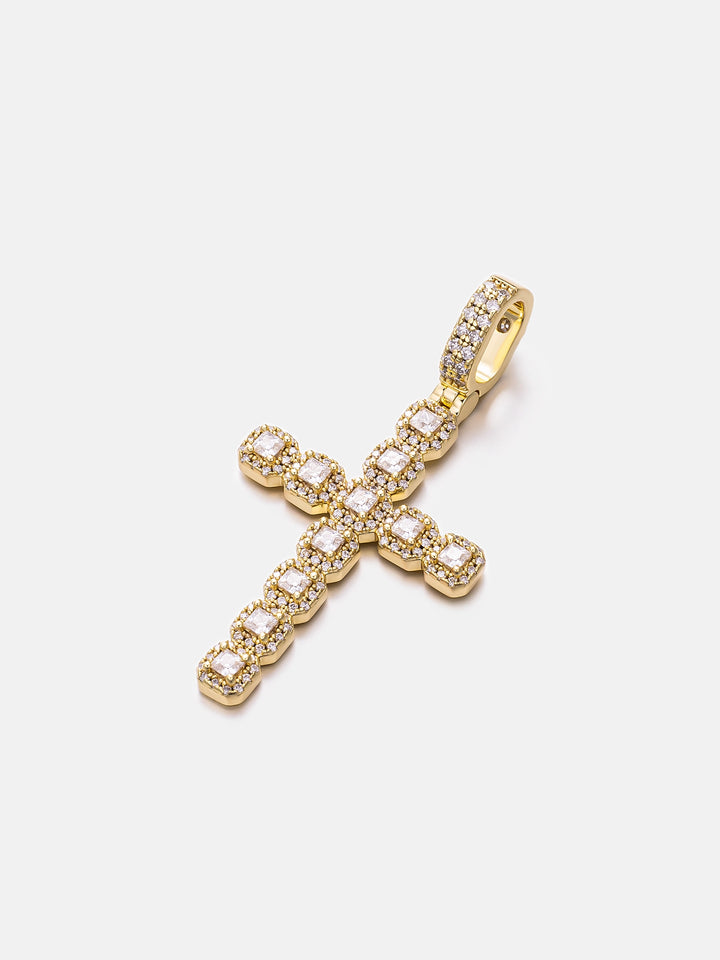 Princess Cut Moissanite Cross Pendant