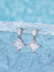 Princess & Pear Cut Moissanite Dangle Earrings-5.00CT Total