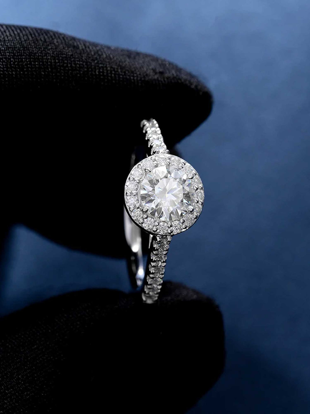 Floating Halo Moissanite Engagement Ring