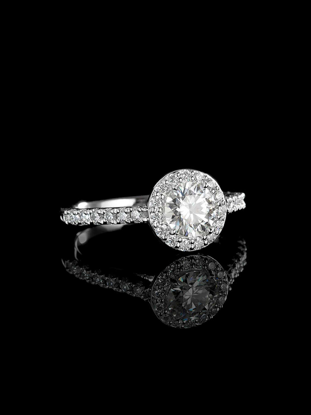 Floating Halo Moissanite Engagement Ring