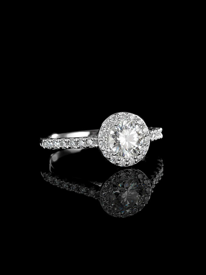 Floating Halo Moissanite Engagement Ring