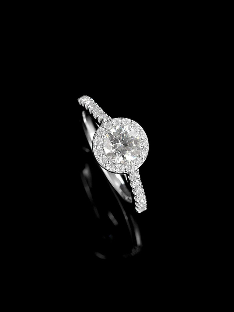 Floating Halo Moissanite Engagement Ring