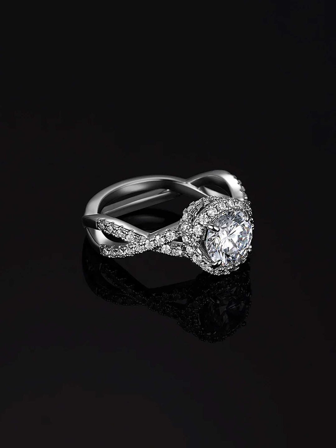 Classic Twist Halo Moissanite Engagement Ring