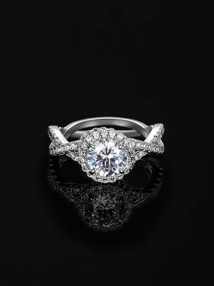 Classic Twist Halo Moissanite Engagement Ring