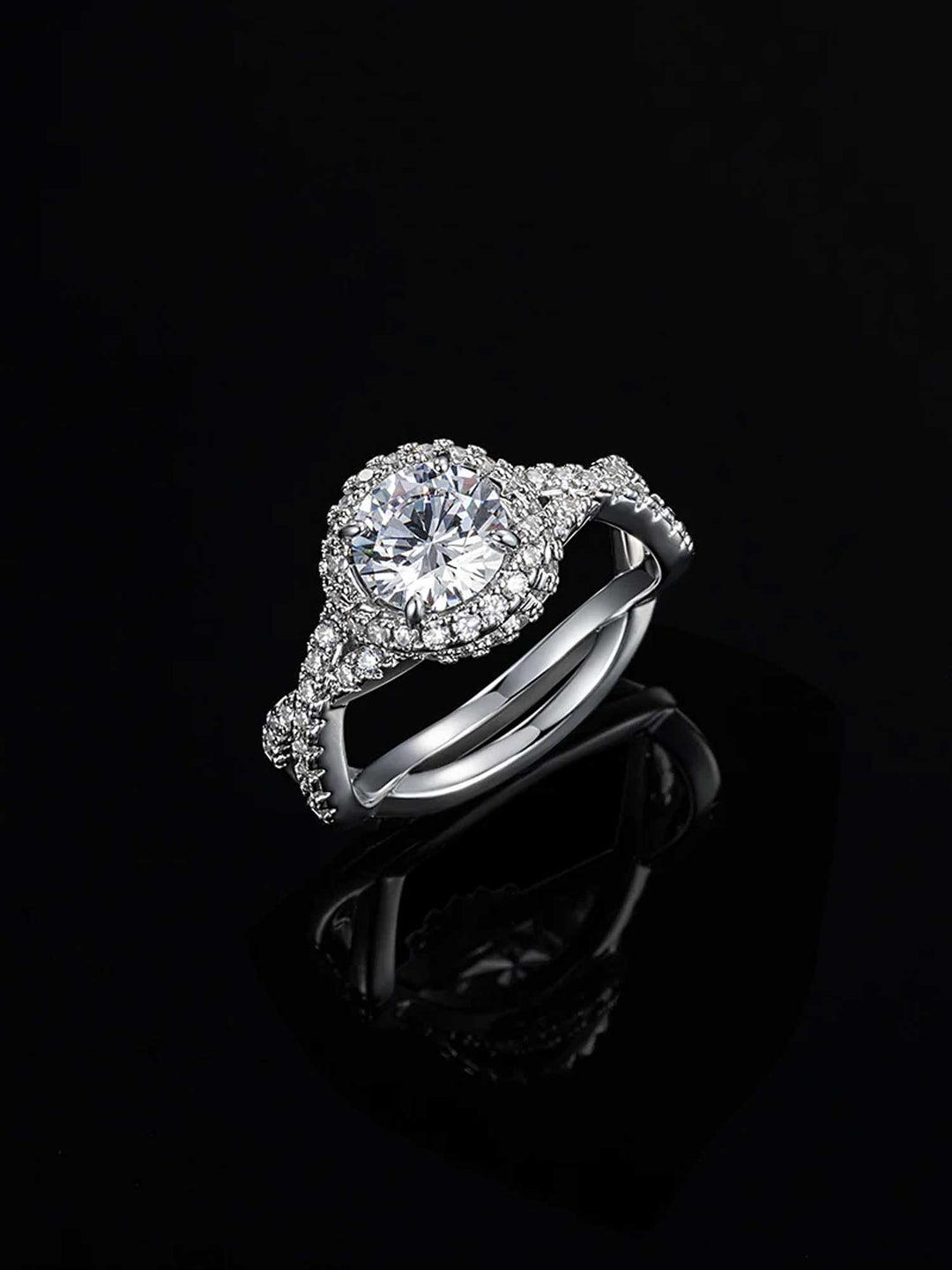 Classic Twist Halo Moissanite Engagement Ring