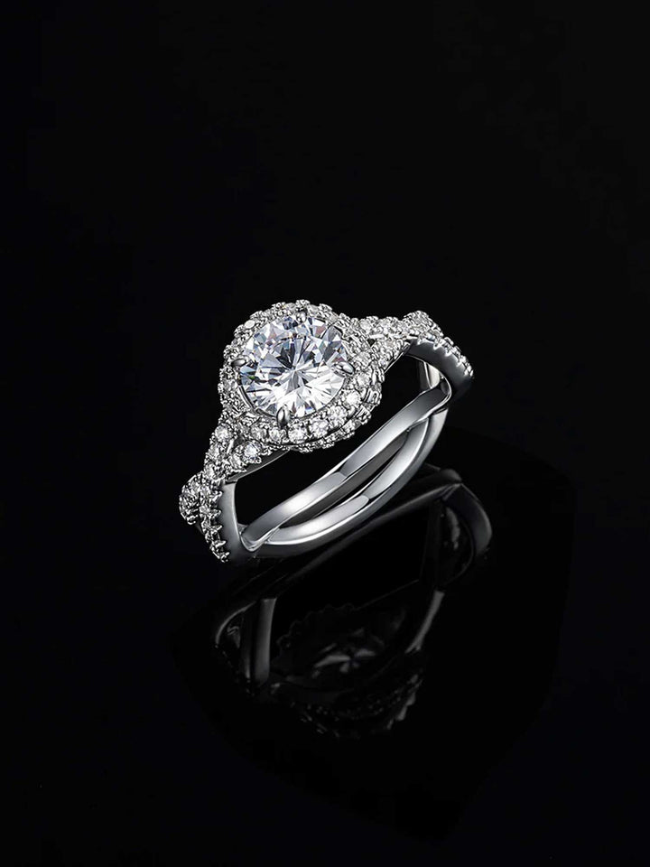 Classic Twist Halo Moissanite Engagement Ring